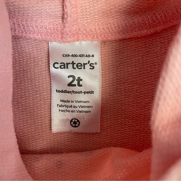 Carter’s Ruffle Hoodie Peach Pink This Girl Is The Future graphic girls Size 2T - Picture 4 of 6